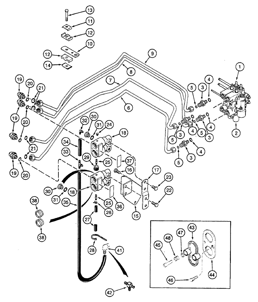 Схема запчастей Case IH 7230 - (8-046) - FIRST AND SECOND CIRCUIT REMOTE HYDRAULICS (08) - HYDRAULICS