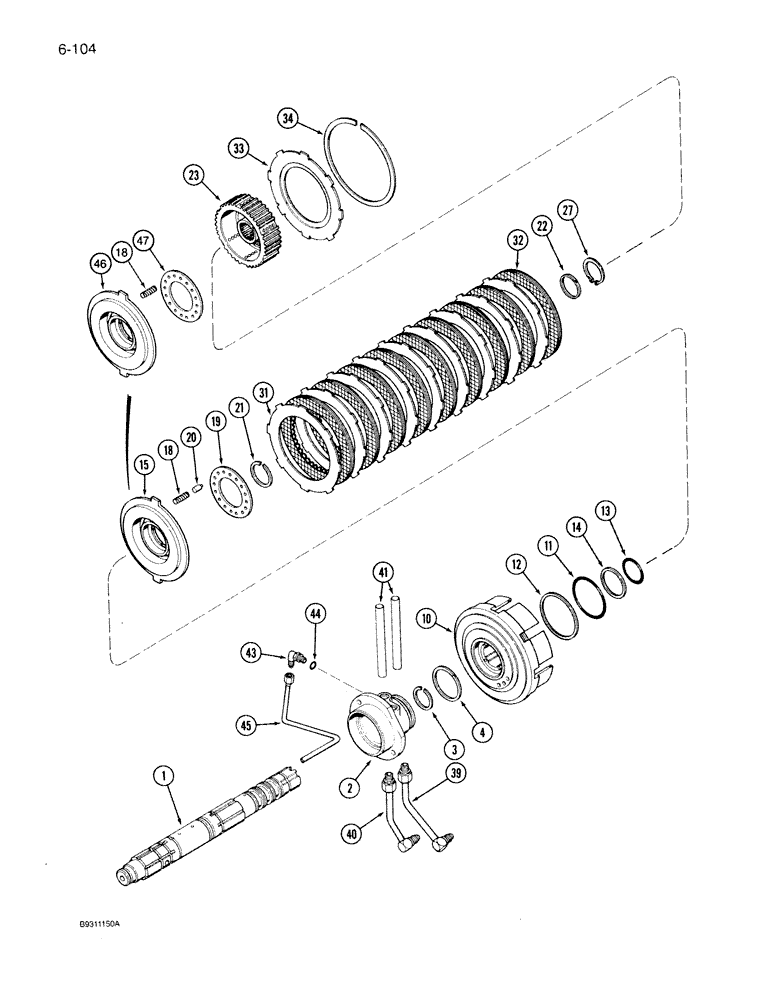 Схема запчастей Case IH 7140 - (6-104) - TRANSMISSION, INPUT SHAFT MASTER CLUTCH, TRANSMISSION S/N AJB0051028 AND AFTER (06) - POWER TRAIN