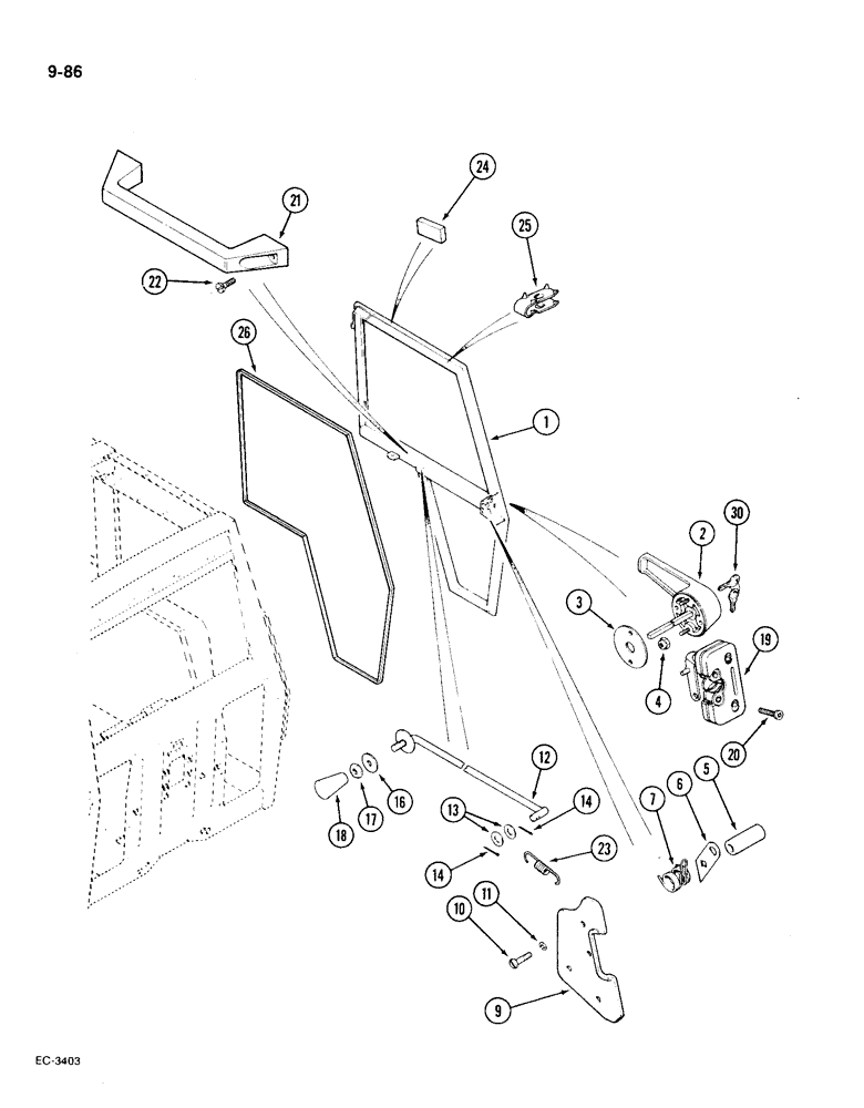 Схема запчастей Case IH 1896 - (9-086) - CAB DOOR AND LATCH (09) - CHASSIS/ATTACHMENTS