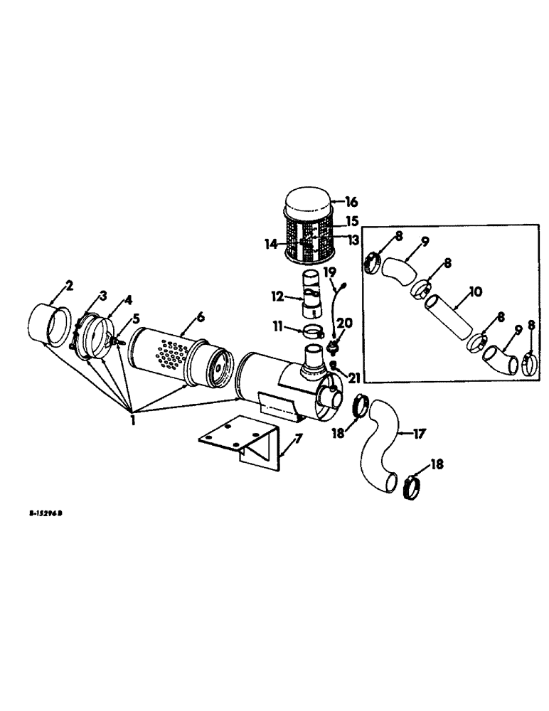 Схема запчастей Case IH 403 - (340) - AIR CLEANER AND CONNECTIONS, DRY TYPE, FOR C-263 ENGINE COMBINE SERIAL NO. 7224 AND ABOVE (10) - ENGINE