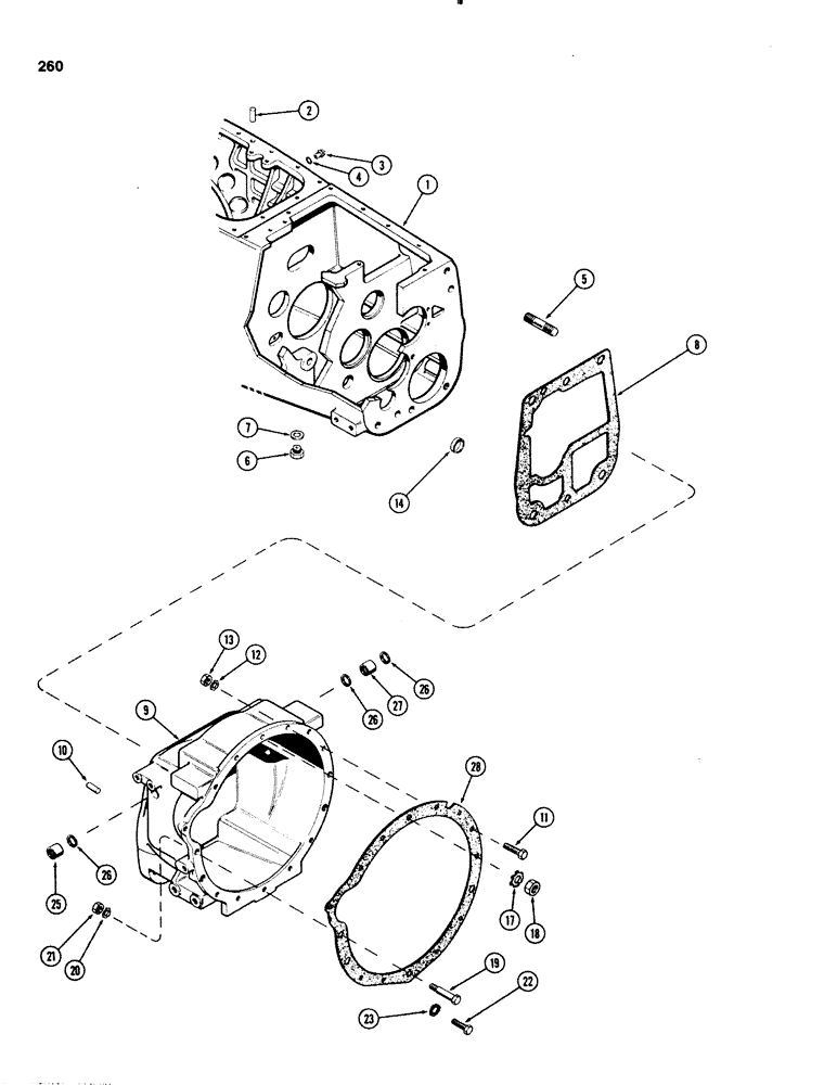 Схема запчастей Case IH 1070 - (0260) - TRANSMISSION AND CLUTCH HOUSINGS, MECHANICAL SHIFT (06) - POWER TRAIN