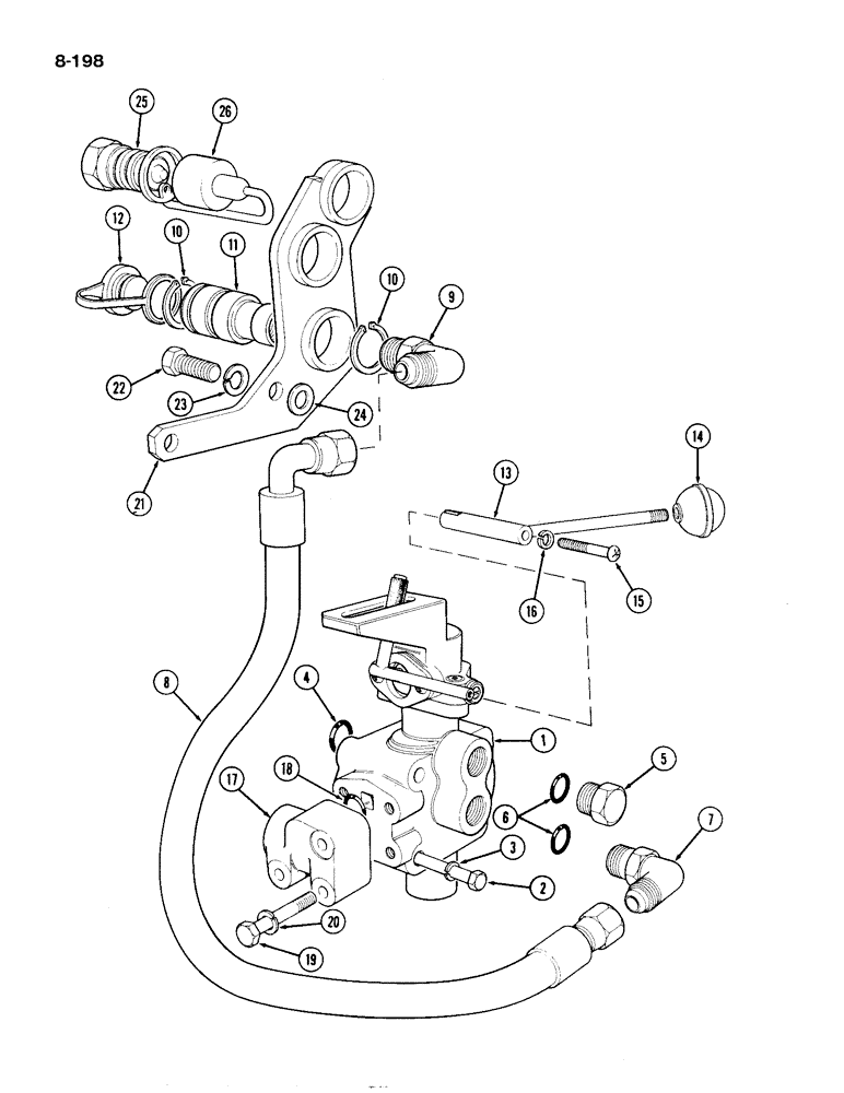 Схема запчастей Case IH 1194 - (8-198) - THREE-WAY VALVE ATTACHMENT, TRACTORS WITHOUT CAB, (NOT NORTH AMERICA) (08) - HYDRAULICS