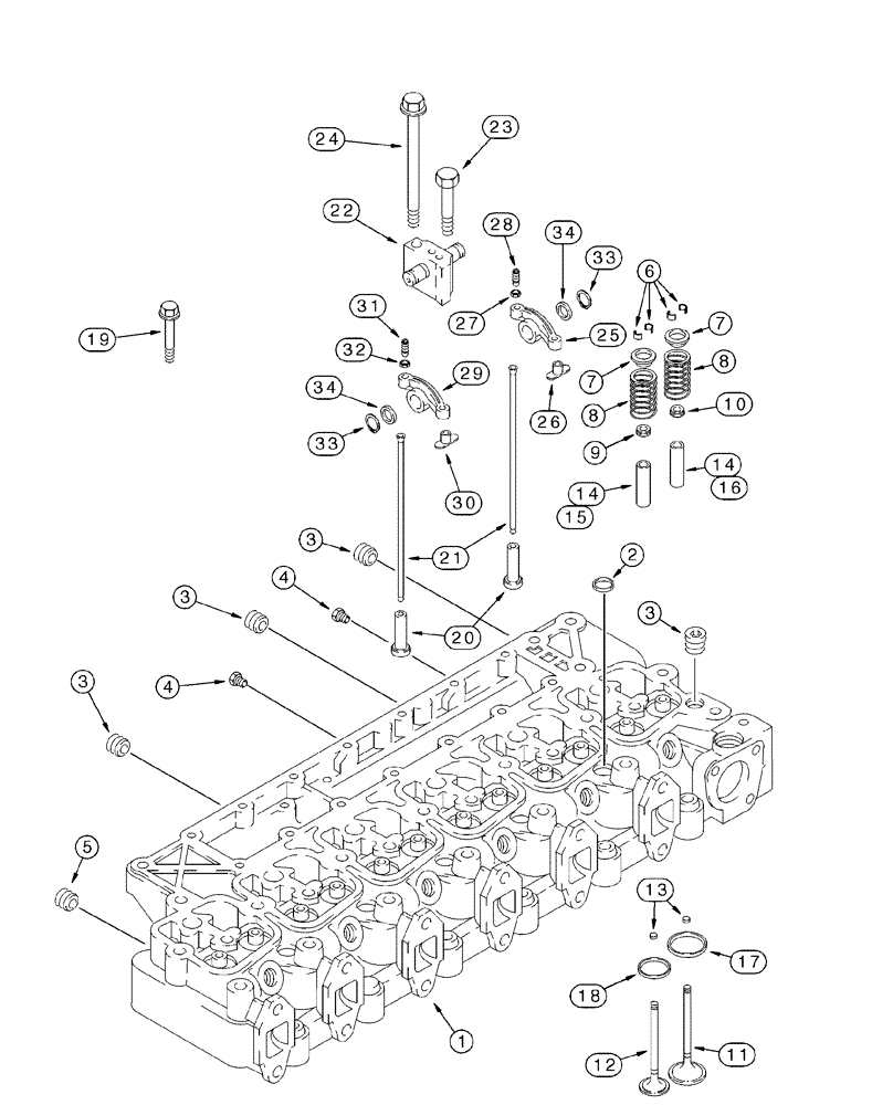 Схема запчастей Case IH 2344 - (02-20) - CYLINDER HEAD - VALVE MECHANISM (01) - ENGINE