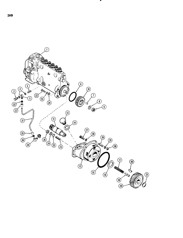 Схема запчастей Case IH 930-SERIES - (038) - A22637 INJECTION PUMP AND DRIVE, (401) DIESEL ENGINE (03) - FUEL SYSTEM