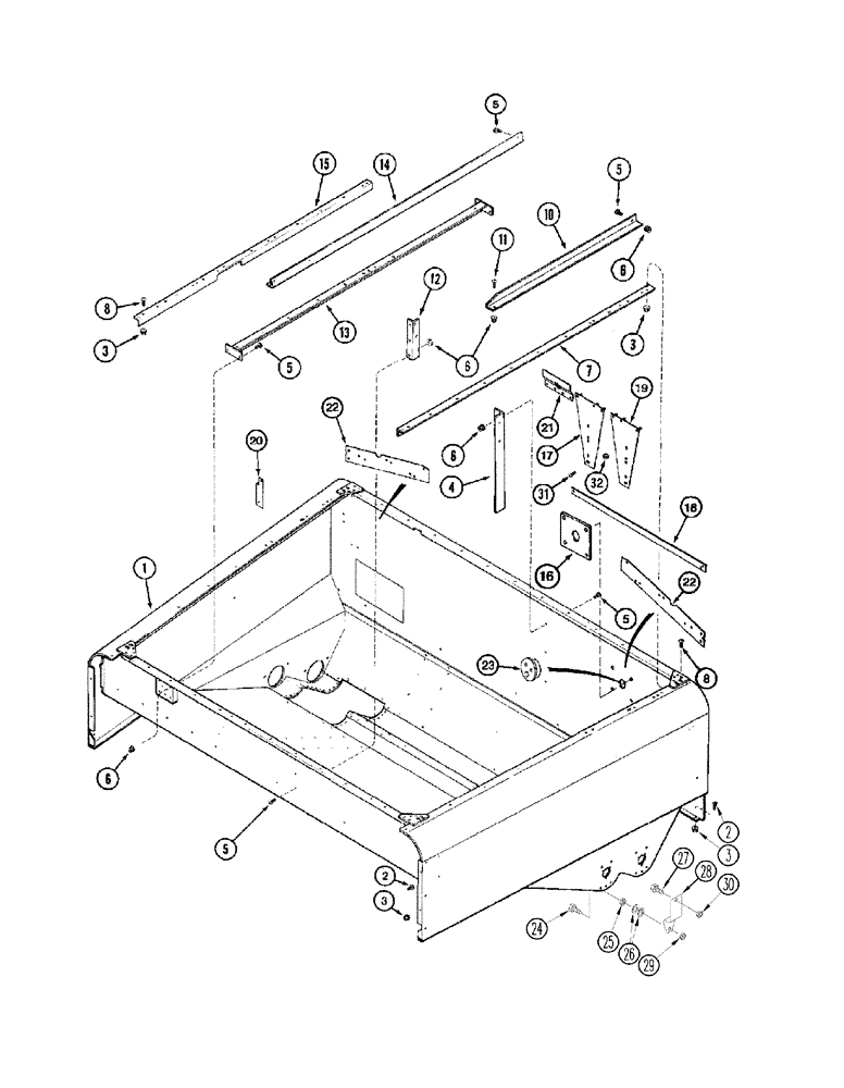 Схема запчастей Case IH 2366 - (09E-01[02]) - GRAIN TANK - SUPPORTS, UPPER, ASN JJC0255000 (17) - GRAIN TANK & UNLOADER