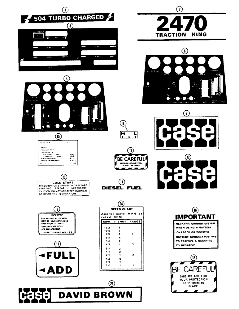 Схема запчастей Case IH 2470 - (263A) - DECALS, USED PRIOR TO TRACTOR SERIAL NO. 8762001 (09) - CHASSIS/ATTACHMENTS