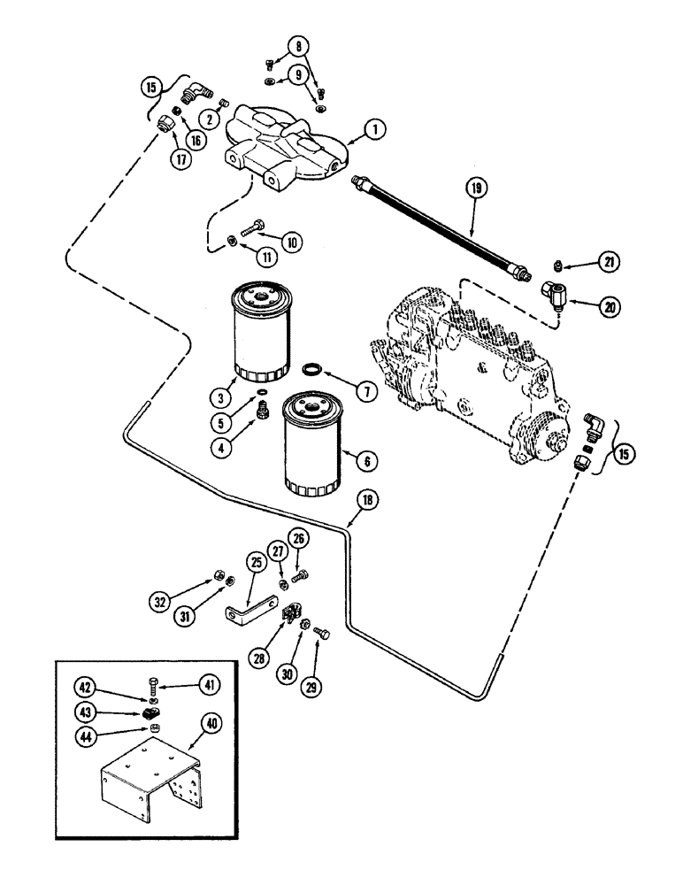 Схема запчастей Case IH 3294 - (3-050) - FUEL INJECTION FILTER SYSTEM, 504BDT DIESEL ENGINE (03) - FUEL SYSTEM