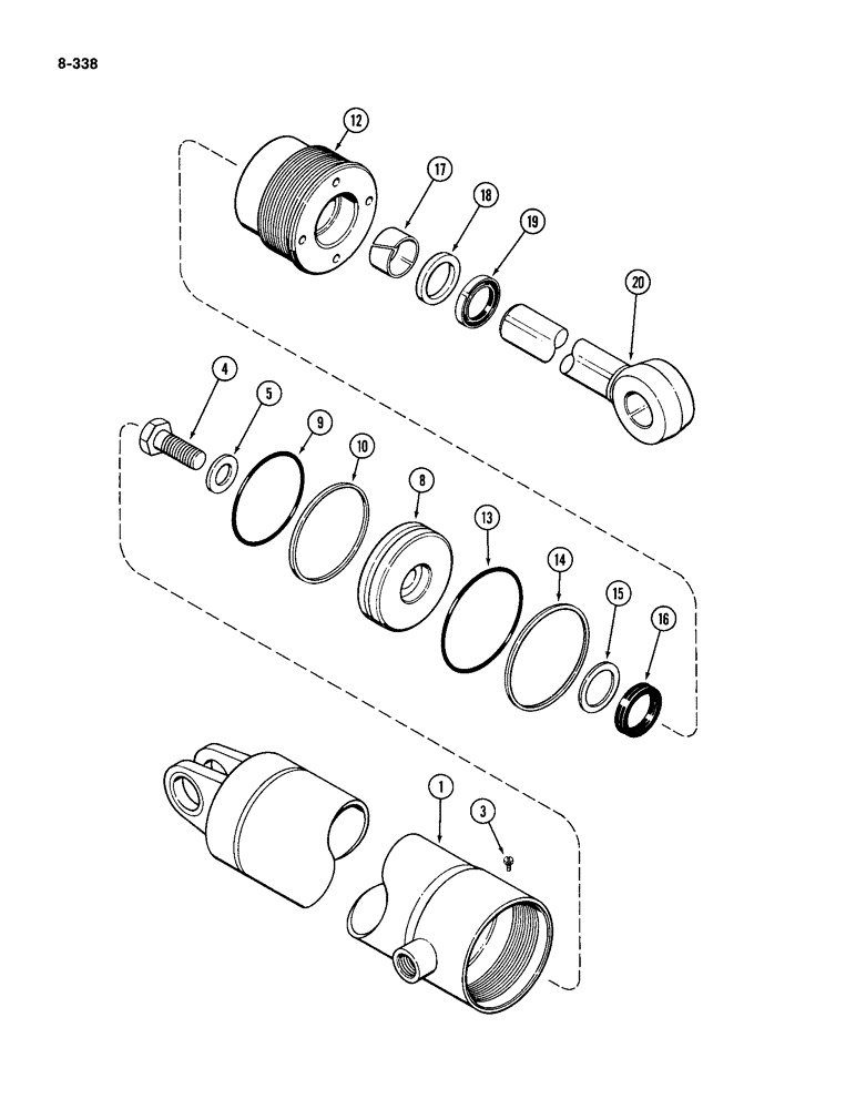 Схема запчастей Case IH 4994 - (8-338) - HITCH CYLINDER ASSEMBLY (08) - HYDRAULICS