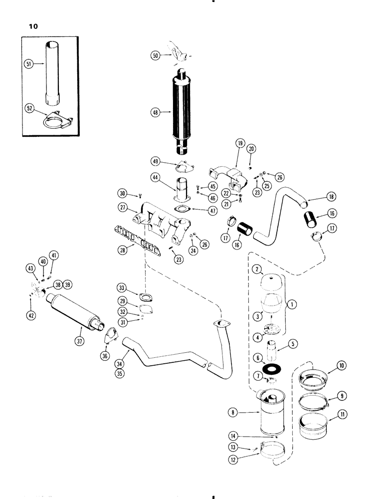 Схема запчастей Case IH 470 - (010) - AIR CLEANER-MANIFOLD-MUFFLER, 470 (148B) SPARK IGNITION ENGINE (02) - ENGINE