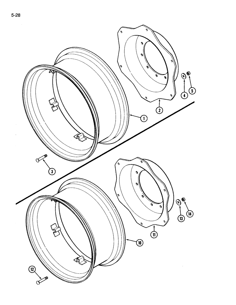 Схема запчастей Case IH 3594 - (5-028) - FRONT WHEELS, 6 BOLT (05) - STEERING