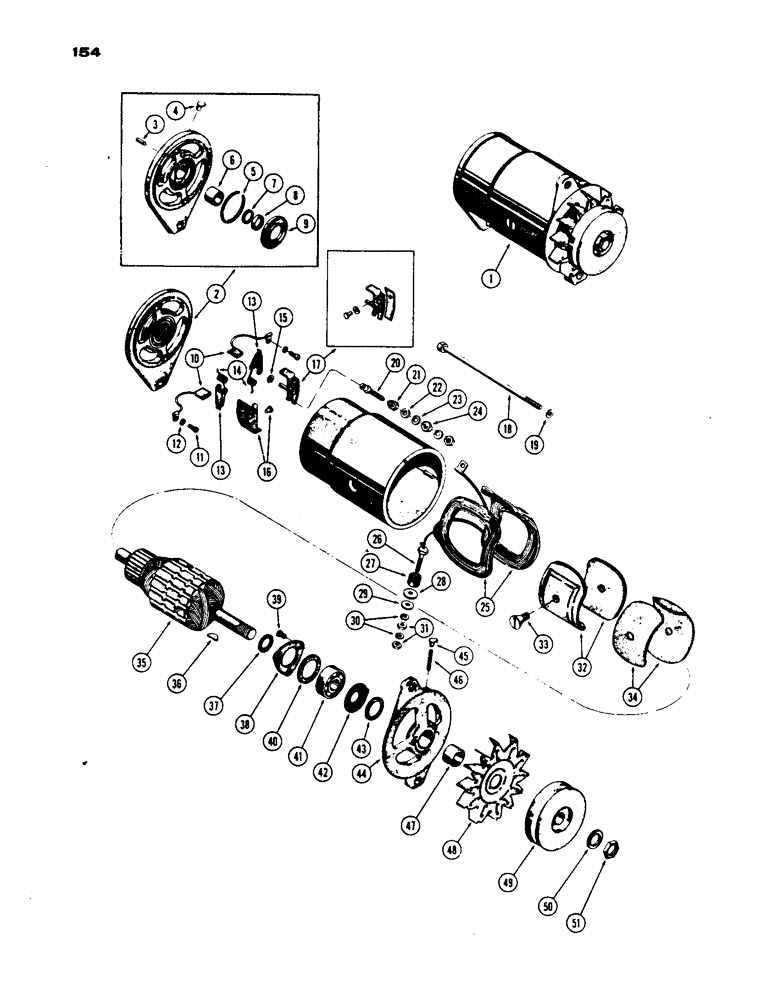 Схема запчастей Case IH 430 - (154) - GENERATOR PARTS, PRIOR TO S/N 8262800, 430 AND 530 MODEL, 188 DIESEL ENGINE (04) - ELECTRICAL SYSTEMS