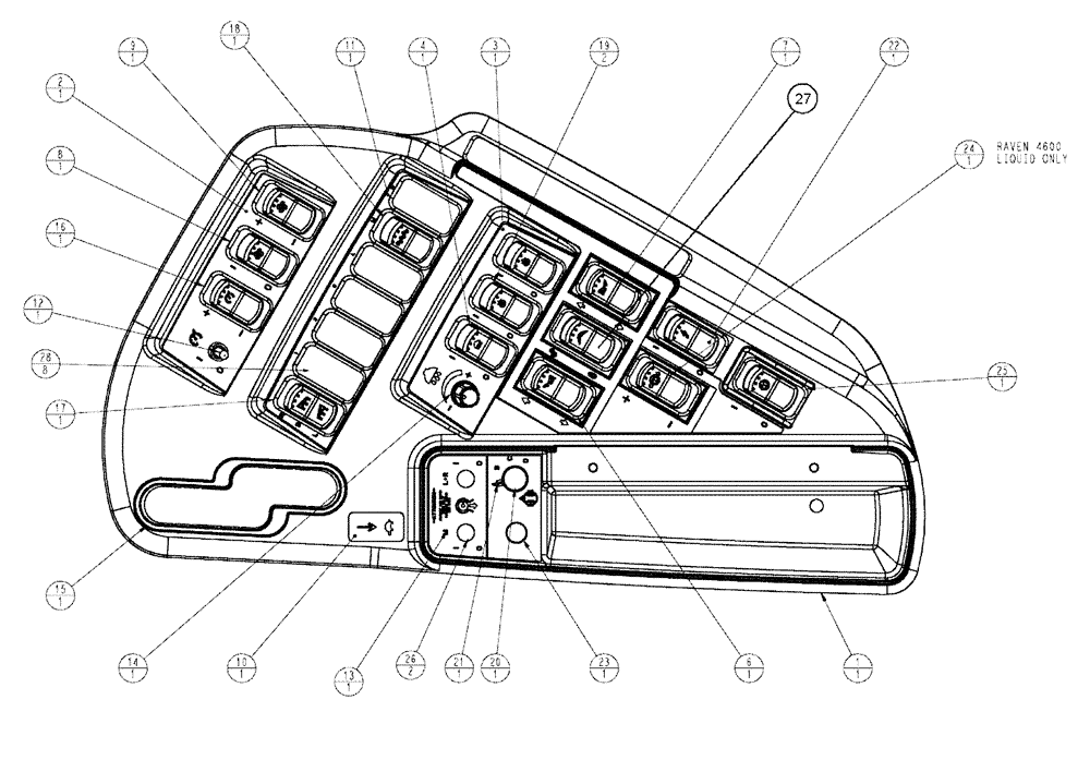 Схема запчастей Case IH 810 - (13-001) - FLEX-AIR® CONTROL PANEL-4600, 5000 (06) - ELECTRICAL