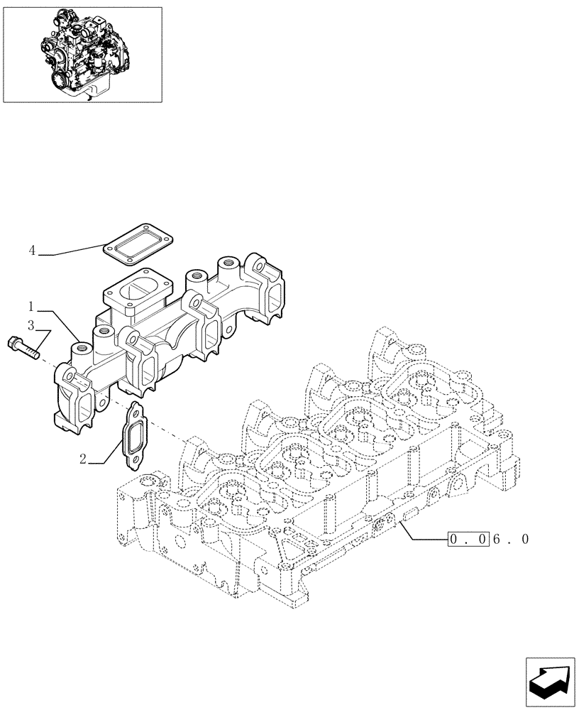 Схема запчастей Case IH PX70 - (0.07.7[01]) - EXHAUST MANIFOLD - PX70 - (504093218) (02) - ENGINE