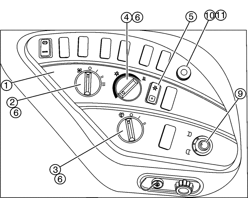 Схема запчастей Case IH SPX3320 - (01-011) - HVAC, STANDARD CONTROL Cab Interior