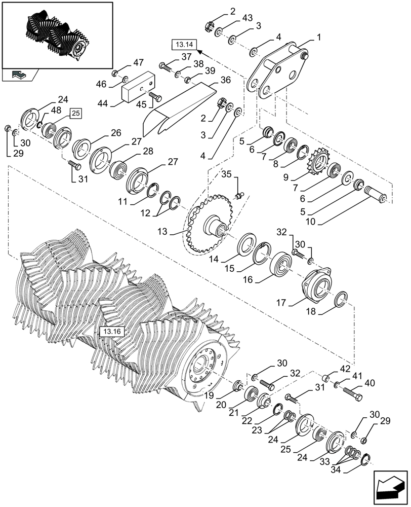 Схема запчастей Case IH LBX332R - (13.15[01]) - ROTOR DRIVE (13) - FEEDER