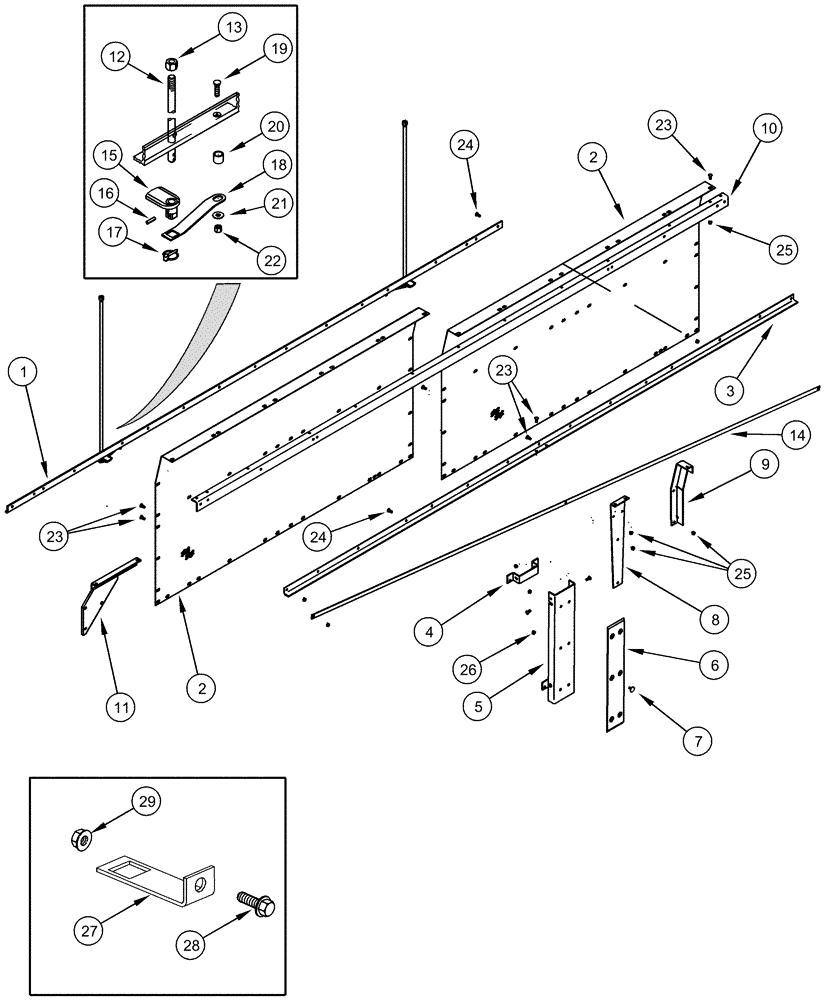 Схема запчастей Case IH CPX620 - (09D-04) - LID, BASKET - RIGHT HAND WALL (16) - BASKET