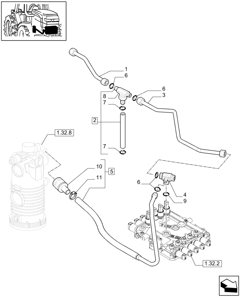 Схема запчастей Case IH PUMA 210 - (1.29.7[02A]) - GEARBOX LUBRICATION - PIPES - D6002 (03) - TRANSMISSION