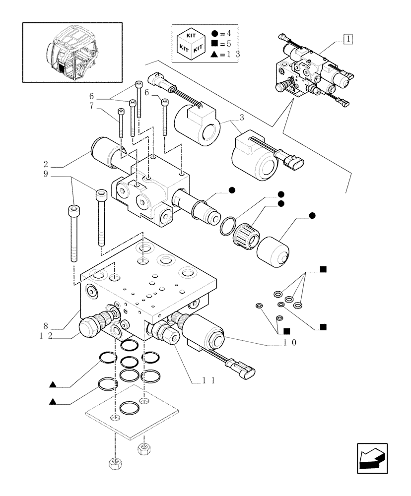 Схема запчастей Case IH PUMA 195 - (1.95.5/02A) - AUTOGUIDANCE VALVE - BREAKDOWN (10) - OPERATORS PLATFORM/CAB