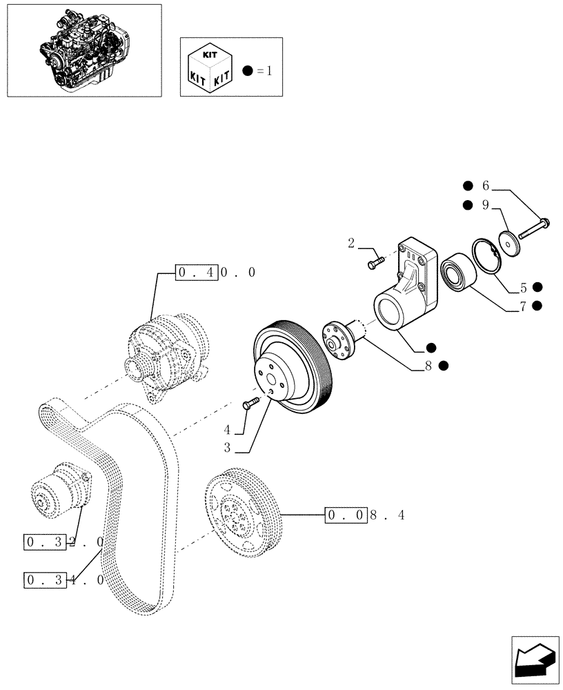 Схема запчастей Case IH F4GE0684C D600 - (0.34.5[01]) - FAN DRIVE (504036557-504051421) 