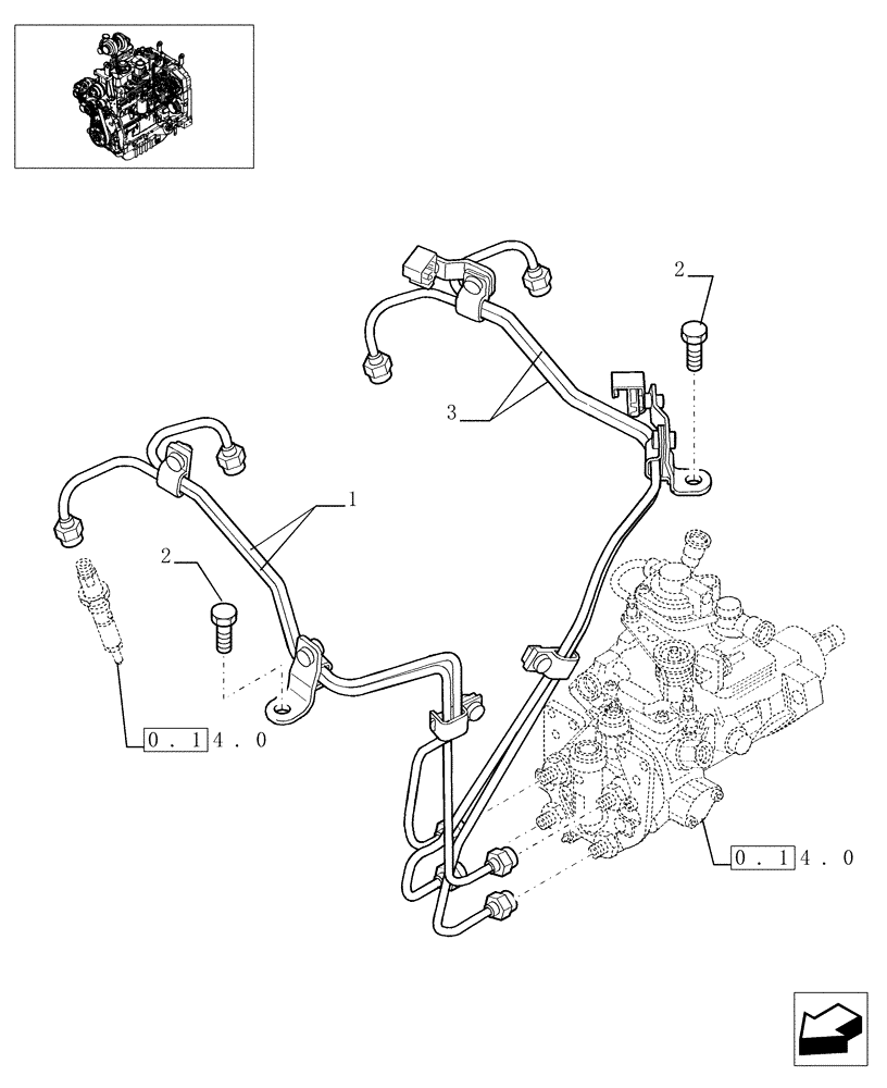 Схема запчастей Case IH MXU110 - (0.14.9) - INJECTION EQUIPMENT - PIPING (01) - ENGINE