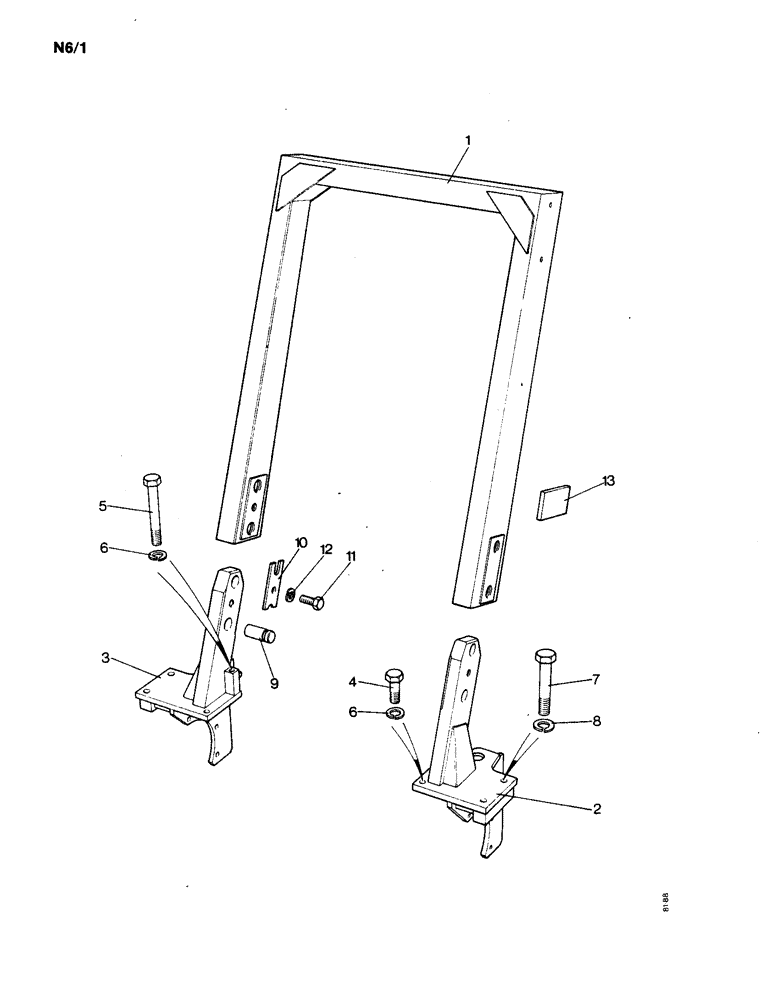 Схема запчастей Case IH 1190 - (N-06) - AXLE MOUNTED ROLL BAR, UK4701 (08) - SHEET METAL