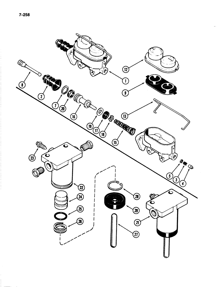 Схема запчастей Case IH 4894 - (7-258) - BRAKE MASTER CYLINDER ASSEMBLY (07) - BRAKES