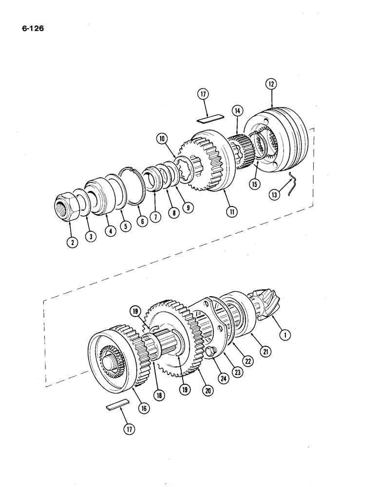 Схема запчастей Case IH 1194 - (6-126) - BEVEL PINION SHAFT (06) - POWER TRAIN