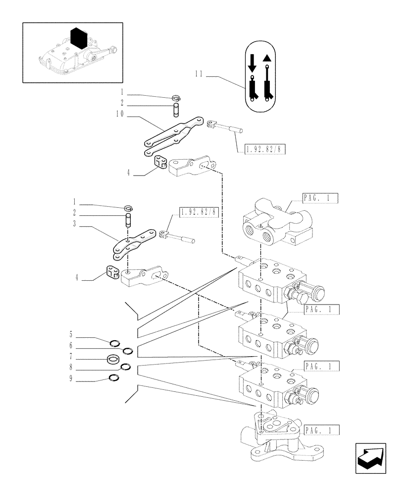 Схема запчастей Case IH JX1060C - (1.82.7/09[02]) - (VAR.195) 3 REMOTE VALVES FOR MDC - RINGS - C5484 (07) - HYDRAULIC SYSTEM