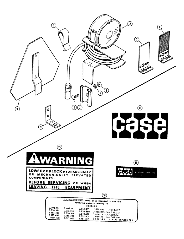 Схема запчастей Case IH D-SERIES - (20) - WARNING LAMP, REFLECTORS, SLOW MOVING VEHICLE EMBLEM 