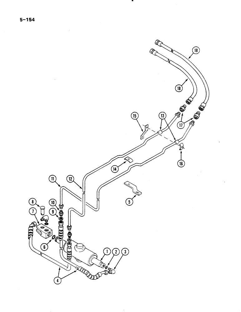 Схема запчастей Case IH 485 - (5-154) - STEERING PIPES FRONT, 2 WHEEL DRIVE, P.I.N. 18001 AND AFTER (05) - STEERING