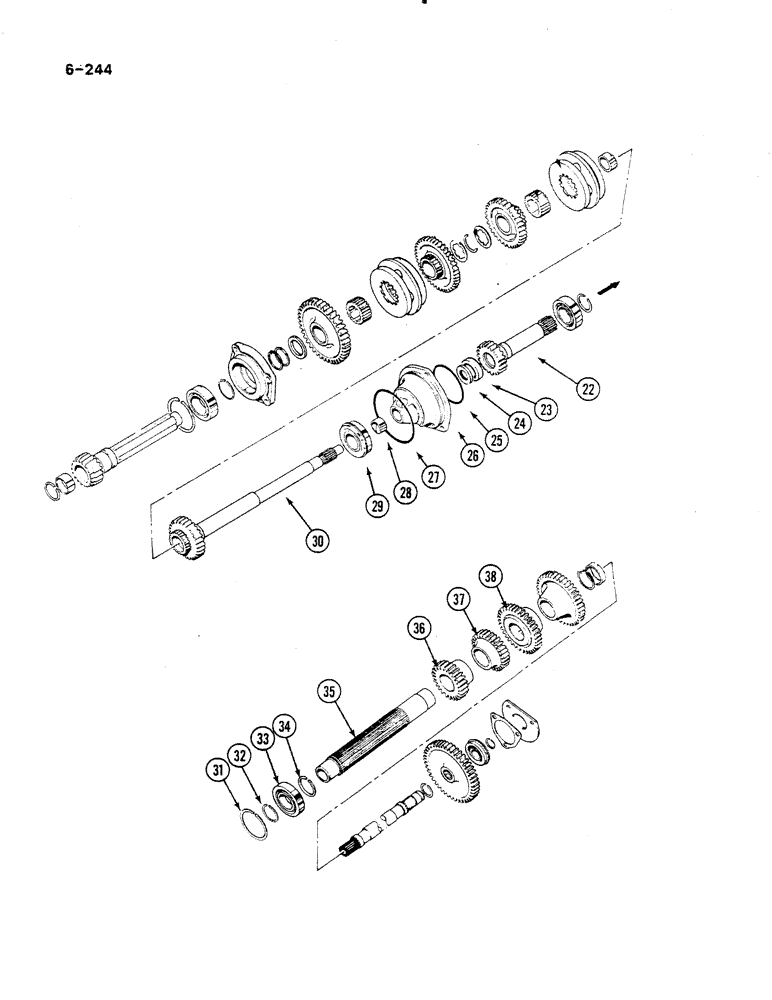 Схема запчастей Case IH 485 - (6-244) - SPEED TRANSMISSION, IN CLUTCH HOUSING (CONTD) (06) - POWER TRAIN