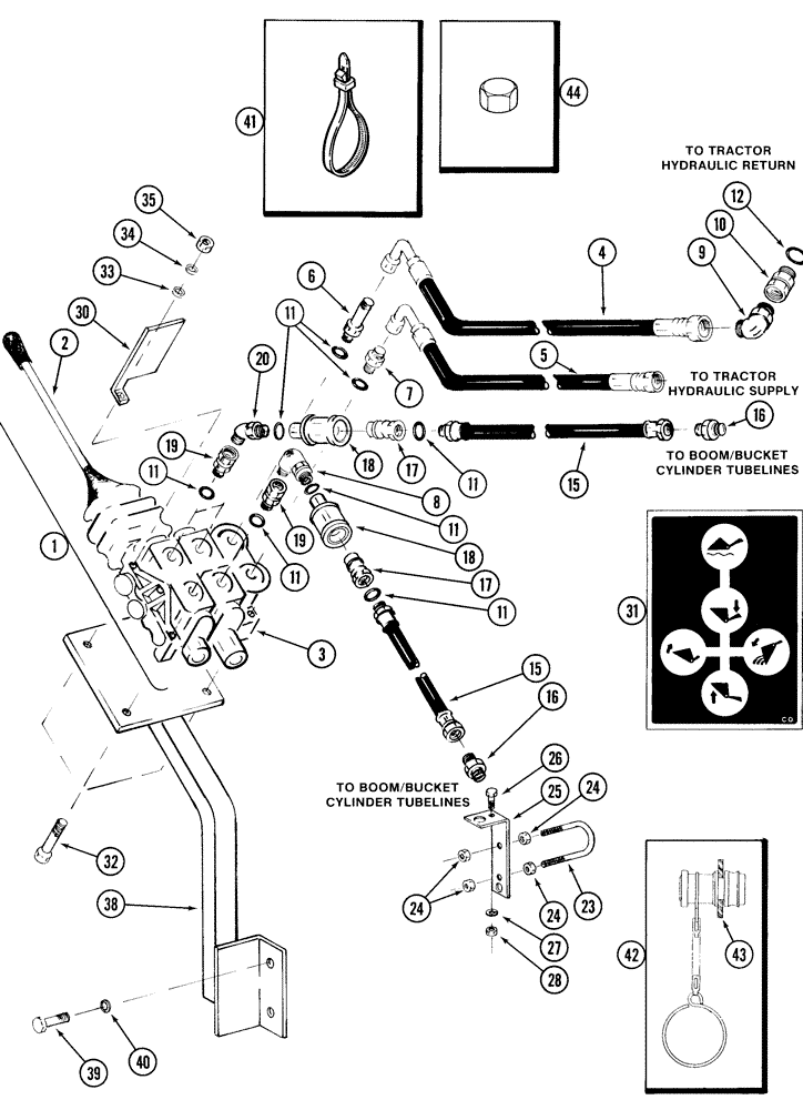 Схема запчастей Case IH 2255 - (8-08) - 1329539C91 CONTROL HYDRAULICS, TRACTORS WITHOUT CAB (08) - HYDRAULICS