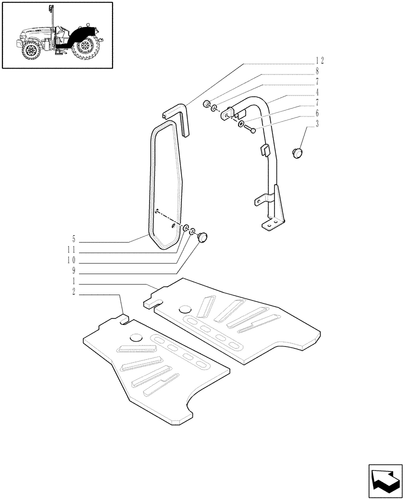 Схема запчастей Case IH JX1070N - (1.87.0/06[03]) - (VAR.101) NOISE REDUCTION PACKAGE - MUDGUARDS AND FOOTBOARDS - L/CAB (08) - SHEET METAL