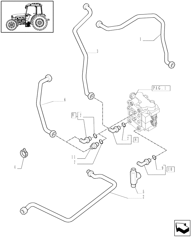 Схема запчастей Case IH JX1060C - (1.82.7/08[05]) - (VAR.157-159) 2 CONTROL VALVES WITH JOYSTICK FOR FRONT LIFT - C5484 (07) - HYDRAULIC SYSTEM