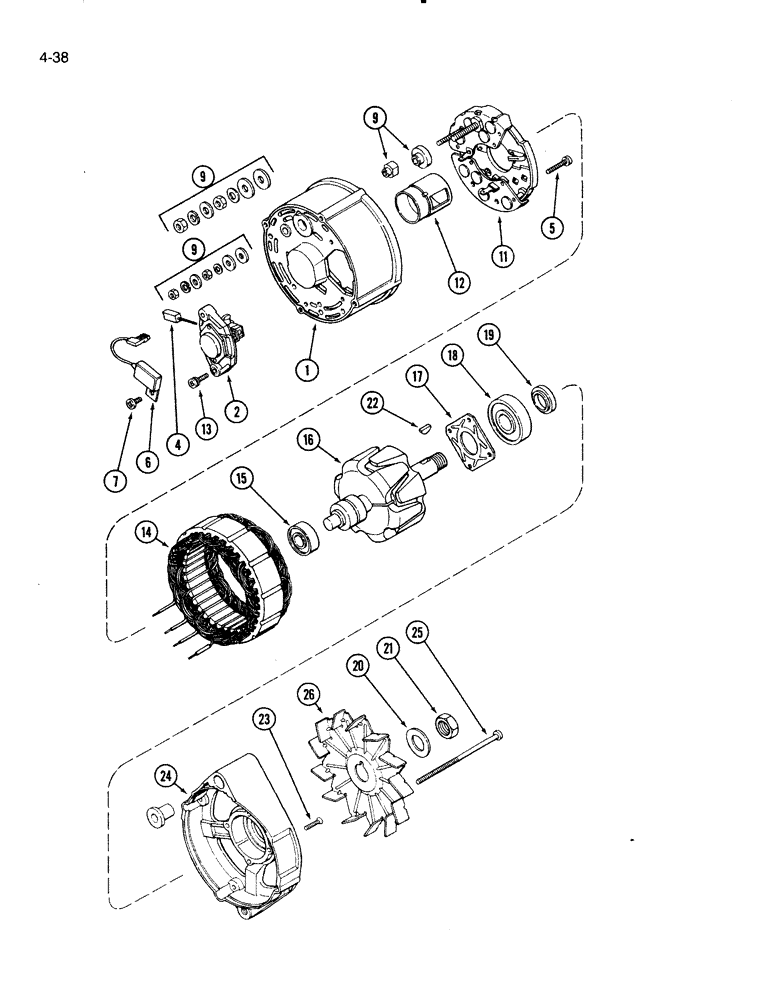 Схема запчастей Case IH 4000 - (4-38) - ALTERNATOR, METRIC HARDWARE (04) - ELECTRICAL SYSTEMS