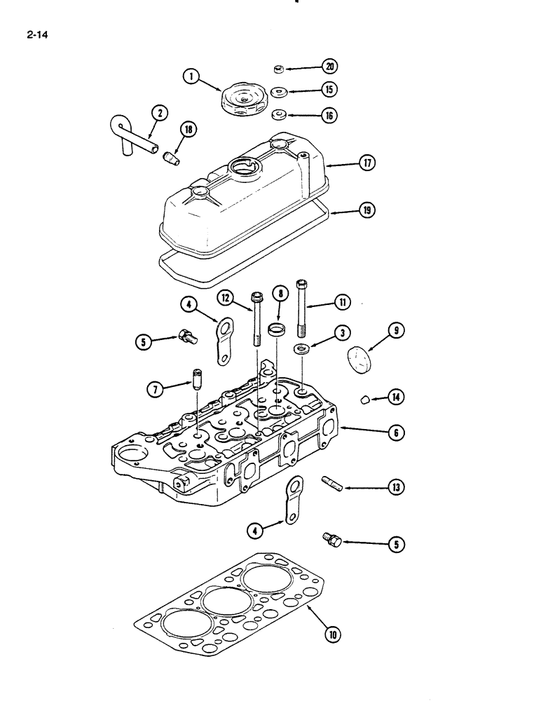 Схема запчастей Case IH 235 - (2-14) - CYLINDER HEAD AND COVER (02) - ENGINE