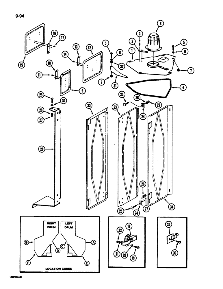 Схема запчастей Case IH 1822 - (9-094) - DOOR AND COVER, 1822 COTTON PICKER (13) - PICKING SYSTEM