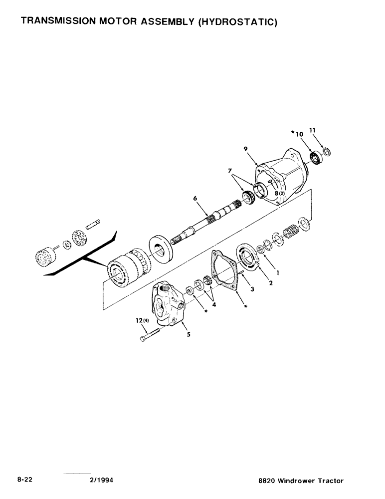 Схема запчастей Case IH 8820 - (8-22) - TRANSMISSION MOTOR ASSEMBLY, HYDROSTATIC (08) - HYDRAULICS