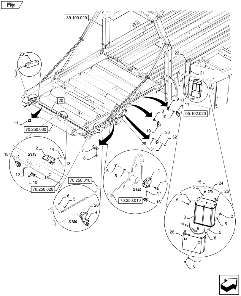 Схема запчастей Case IH LB324S - (55.418.070) - ELECTRICITY, BALE WEIGHING SYSTEM (55) - ELECTRICAL SYSTEMS