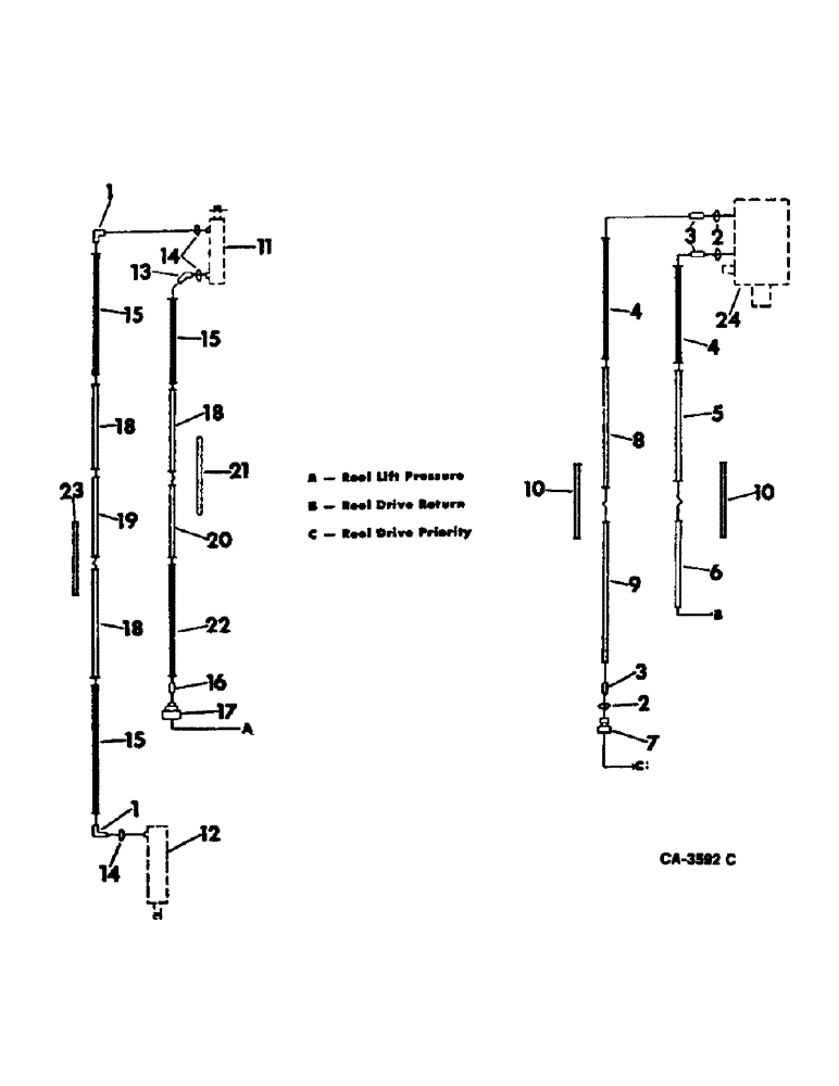 Схема запчастей Case IH 915 - (10-08) - HYDRAULICS, HYDRAULIC DIAGRAM, REEL DRIVE AND REEL LIFT FOR HEADERS (07) - HYDRAULICS