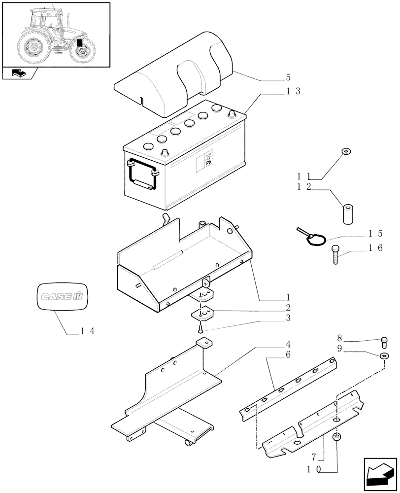 Схема запчастей Case IH FARMALL 60 - (1.74.2) - BATTERY, COVERS AND RELATED SUPPORTS (06) - ELECTRICAL SYSTEMS