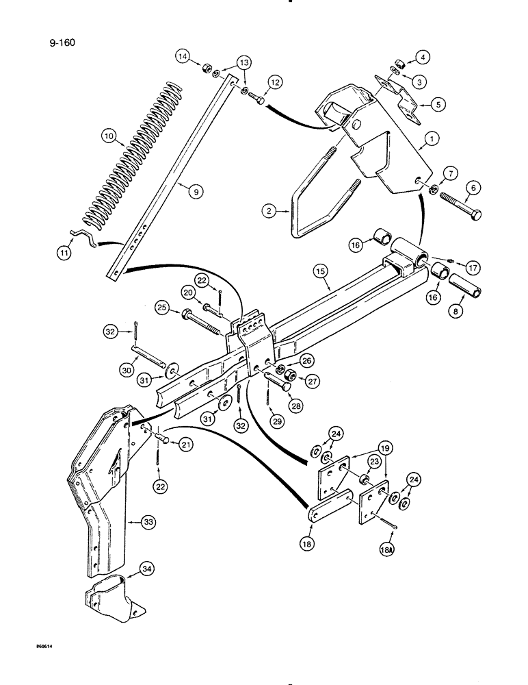 Схема запчастей Case IH 8500 - (9-160) - FURROW OPENER, WITH SHEAR TRIP POINT, 33 FOOT WIDE DRILL (09) - CHASSIS/ATTACHMENTS