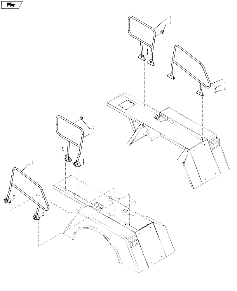 Схема запчастей Case IH TITAN 4030 - (90.118.04) - HANDRAIL, USED WITH 610 LIQUID SYSTEM (90) - PLATFORM, CAB, BODYWORK AND DECALS