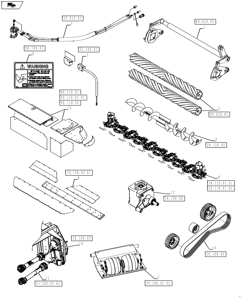 Схема запчастей Case IH RD163 - (00.100.02) - PICTORIAL INDEX, 16 FT (00) - GENERAL & PICTORIAL INDEX