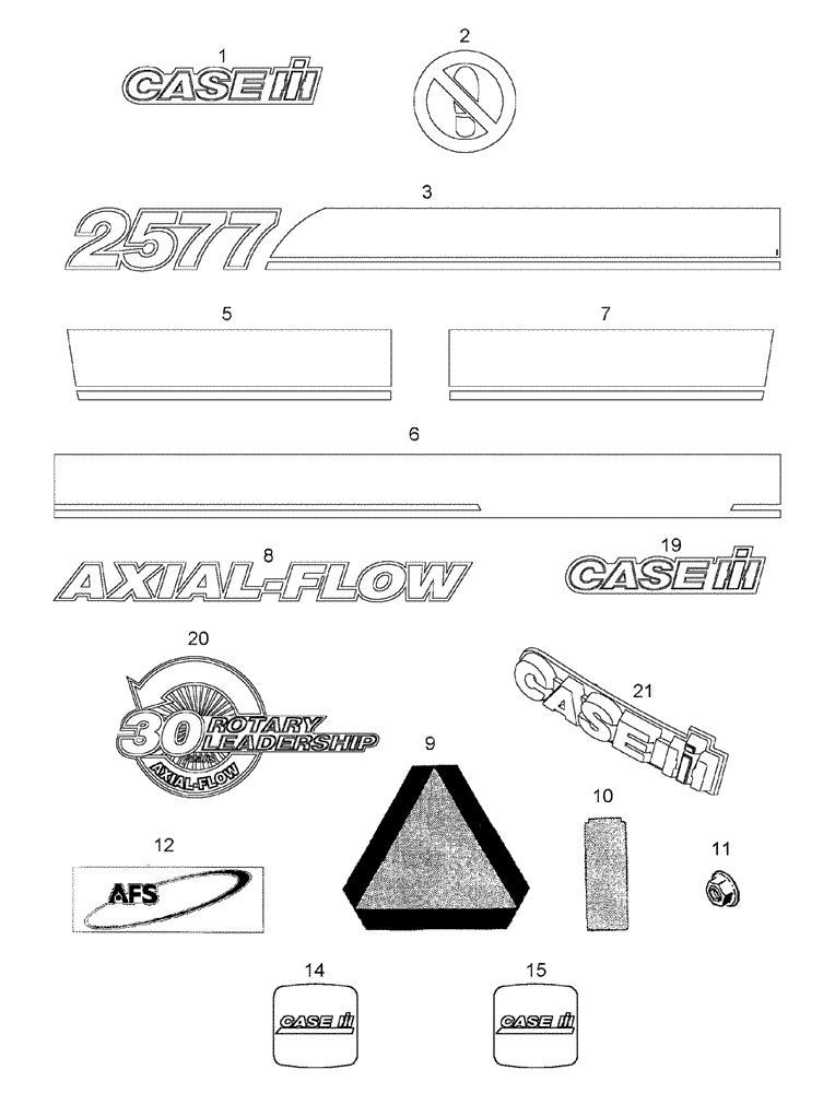 Схема запчастей Case IH 2577 - (90.108.01) - DECALS (90) - PLATFORM, CAB, BODYWORK AND DECALS