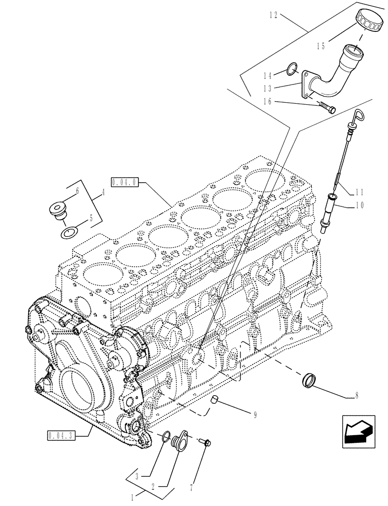 Схема запчастей Case IH P170 - (0.27.0[01]) - ENGINE OIL DIPSTICK (02) - ENGINE