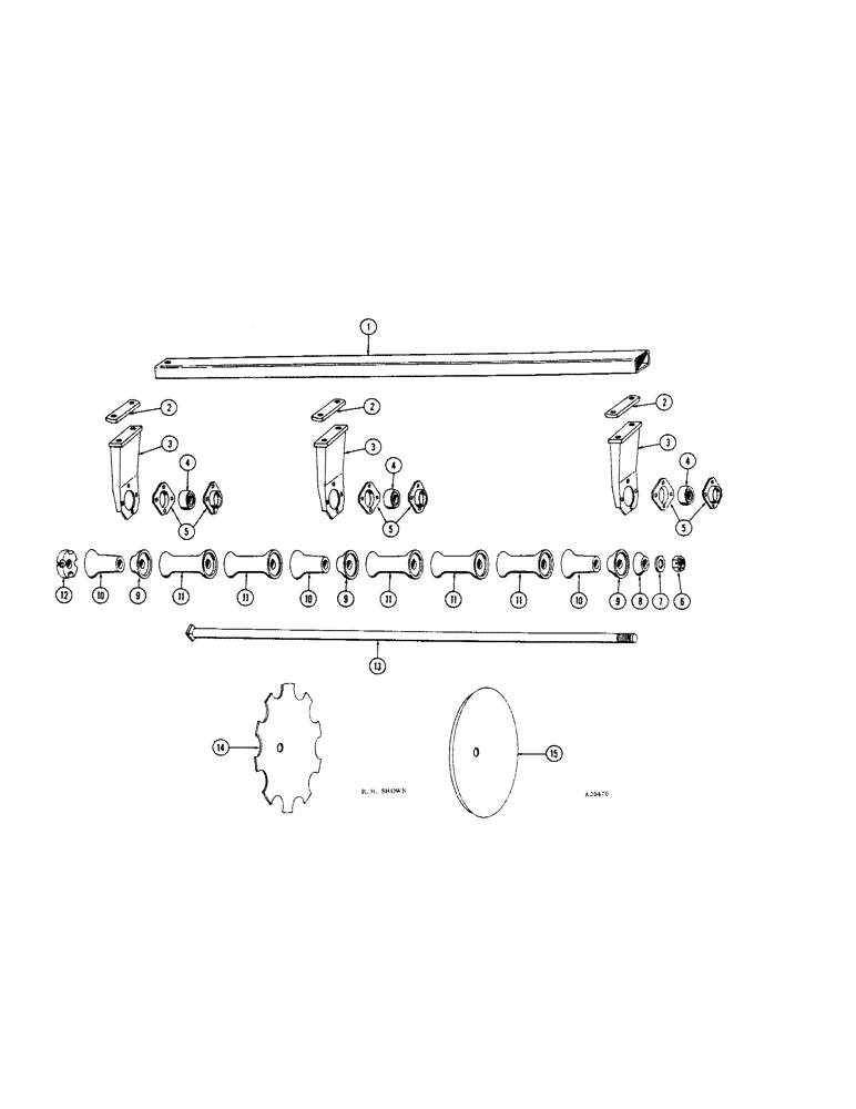 Схема запчастей Case IH B-SERIES - (48) - FRONT GANG B139, 9-5/16 INCH SPACING 