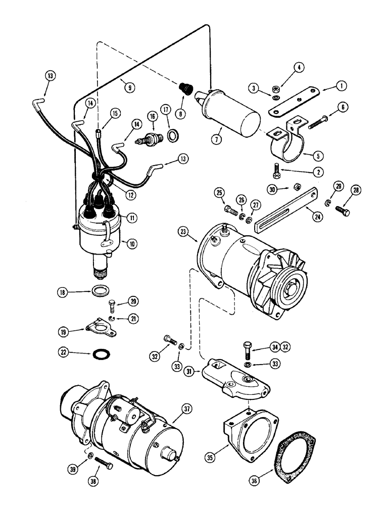 Схема запчастей Case IH 950 - (024) - ENGINE ELECTRICAL ATTACHMENTS 