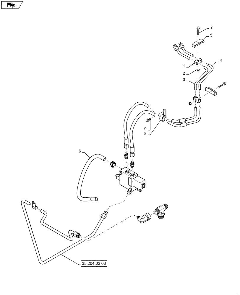 Схема запчастей Case IH SV300 - (35.734.AH[03]) - HYDRAULIC COUPLER, CHASSIS PLUMBING (SV185,SV250,SV300,TV380) (35) - HYDRAULIC SYSTEMS