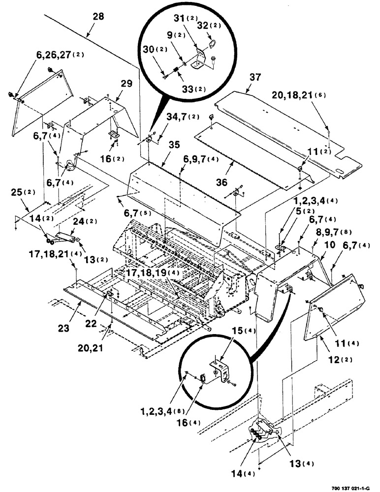 Схема запчастей Case IH 8585 - (7-10) - KNOTTER SHIELDS ASSEMBLY (12) - MAIN FRAME